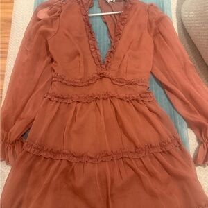 Fashion Nova Terracotta Ruffle Mini Dress